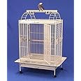 X Large Double Ladders Open PlayTop Wrought Iron Bird Parrot Cage, 36"x26"x68"H, Egg Shell White