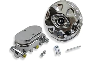 DEMOTOR PERFORMANCE 11" Delco Style Chrome Single Diaphragm Brake Booster and GM Chrome Aluminum Brake Master Cylinder for GM