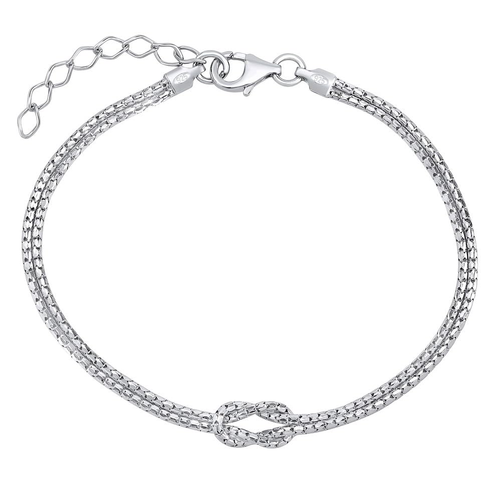 Silver Dual Band Women's Bracelet 925 Sterling Silver