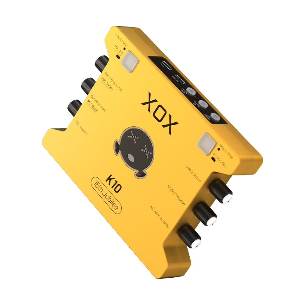Photo 1 of XOX K10 15TH live streaming audio interface for gaming recording bubbing teaching and k song. Stream sound card with 3.5/6.5 microphone,bluetooth and wireless OTG connect.