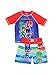 PJ Masks Boys Swim Trunks and Rash Guard Set (3T, Red/Blue)