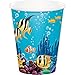 Ocean Sea Life Theme Party Supplies Pack (Serves-16) Plates Napkins and Cups - Dolphin and Turtle Party Supply Tableware Set Kit includes Birthday Candles