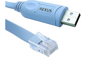 Aexus Replacement Console Cable for Cisco | FTDI USB to RJ45-6ft (1.8m) | HQ Replacement for DB9 + 72-3383-01 Serial Rollover