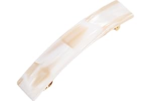 White Hair Barrette for Thin Hair, Classic Rectangle French Barrette for Women, Lightweight and Comfortable, Strong Hold, Alba Ivory | France Luxe