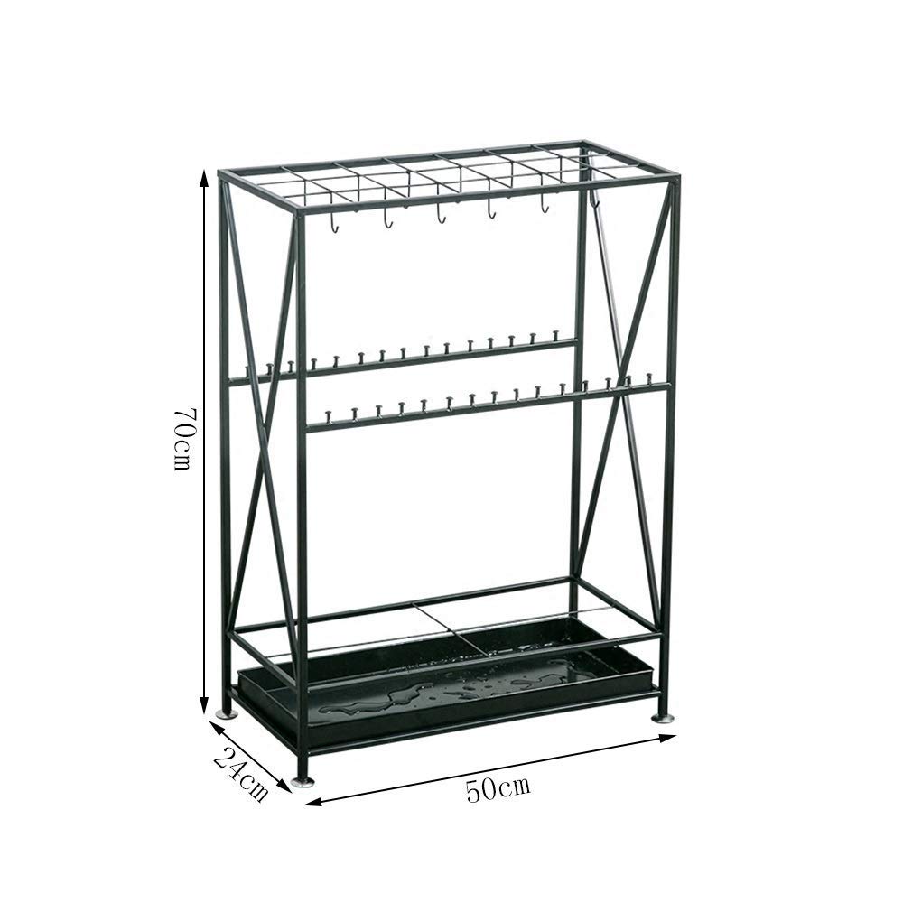 Portaombrelli Da Cabina DRW – Quadrato Nero, 15,5x15,5x49 Cm, Con Vaschetta Raccogliacqua