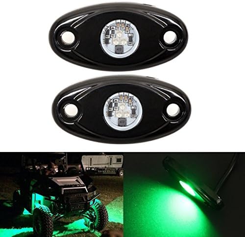 LEDUR LED Rock Light Kits LED Neon Underglow Light JEEP ATV SUV Offroad Truck Boat Underbody Glow Trail Rig Lamp Waterproof (2PCS,Green)