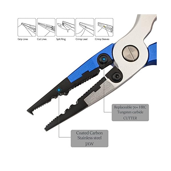 Booms-Fishing-X6-Aluminum-Fishing-Pliers-Resistant-Saltwater-for-Cutting-Braid-Line-and-Remove-Hooks-with-Coiled-Lanyard-and-Belt-Holder-Sheath