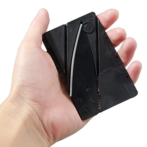 Garberiel 10 Pack Credit Card Knife Multifunction Folding Blade Knives, Black Stainless Steel Blade and Plastic Handle Mini Pocket Knife