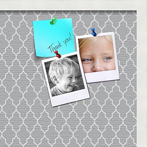 PinPix pin Cork Bulletin Board Made from Canvas, Quatrefoil Patterns 24 x 24 Inches (Completed Size) and Framed in Satin White Frame (PinPix-284) - Thumbnail 2
