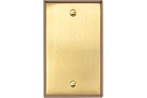 Rio Salto BRASS Metal Gold Blank Wall Plate Blank Outlet Cover Cover for Unused Outlets Wall Switch 1-Gang Covers Child Safe Device Outlet Safety Genuine Brushed Brass Standard Size