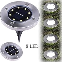 Hometom 8LED Solar Power Ground Light Buried Lamp Lights Outdoor Path Garden Decking Landscape Lighting (White)