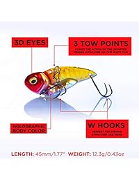 Juego de señuelos de pesca sin tapón para bajos, 5 piezas. El Ultra Vibe es la alternativa perfecta para jigs y spinnerbaits este kit de señuelos de metal también viene con una caja de grilletes bonus