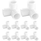 1/2 Inch 3 Way Elbow Tee PVC Fittings, Furniture Grade SCH40 PVC Tee Elbow Corner Connectors for DIY Furniture, Greenhouse &amp; PVC Structures, 10-Pack