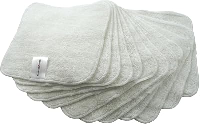 MuslinZ 12PK Bamboo Cotton Terry Wash Cloths 20x20 cm White