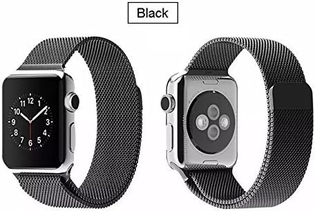 Idea-Promo - Apple Watch Band,Stainless Steel Magnetic Clasp Mesh Milanese Wristband Metal Loop Wrist Strap for Apple Watch Series 1 Series 2 Iwatch Sport &amp; edition (42, Black)