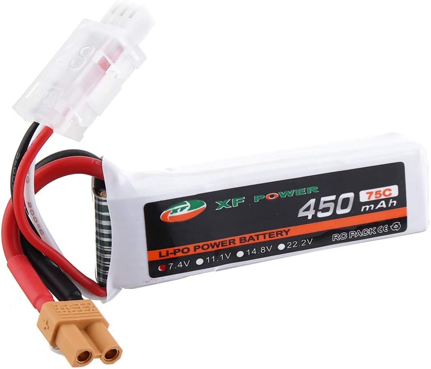 BliliDIY 7.4V 450Mah 75C 2S Lipo Battery Xt30 Plug For Rc Fpv Racing Drone