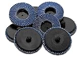 Katzco Flap Discs 24 Grit Quick Change Grinding Wheels 10 Pieces 2'' - for Rotary Tools, Die Grinder, Drill, Blending and Finishing Applications