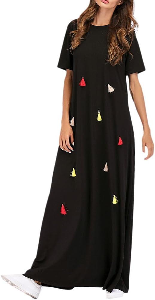 Solid Fashion Muslim Dress Ramadan Party Holiday Evening Dresses for Women