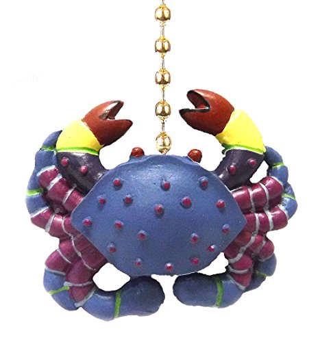 Whimsical Blue Crab Tiki Bar Dining Fan Light Pull Chain - Thumbnail 2