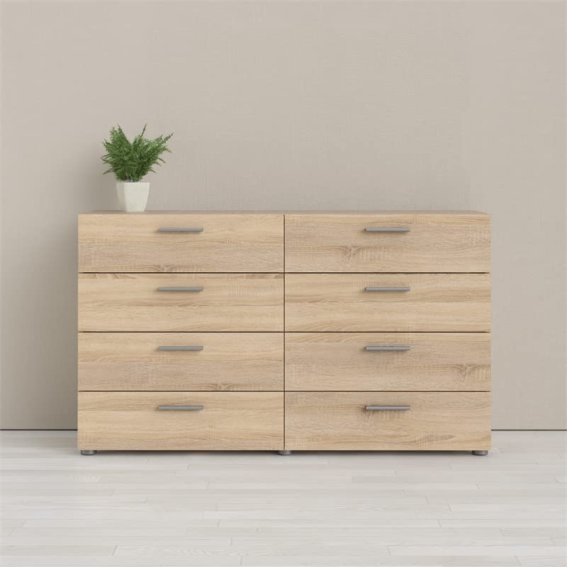 Tvilum 8 Drawer Double Dresser, 15,85" D x 55,12" W x 32,17" H, Oak