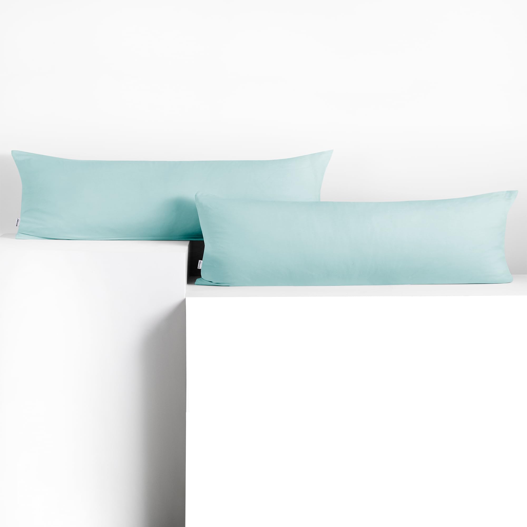 DecoKing 2 pillowcases 40 x 145 cm jersey cotton zip light blue amber