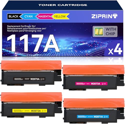 ZIPRINT 117A Toner Cartridge for HP 117A Compatible for HP Color Laser MFP 178nw 178nwg MFP 179fnw 179fwg 150nw 150a W2070A W2071A W2072A W2073A (Black Cyan Yellow Magenta, 4-Pack)