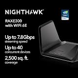 NETGEAR Nighthawk WiFi 6E Router RAXE300 AXE7800 Tri-Band 7.8Gbps 6GHz 2500 Sq view 2