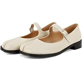 VOZTOLLS Mary Jane Flats Tabi Split Toe Women Casual Dress Ballet Shoes | Tabi Split Toe Mary Jane Flats,Ankle Strap Shoes,Women Ballet Flats,Faux Leather Flat Shoes,Elegant Daily Evening Mary Janes