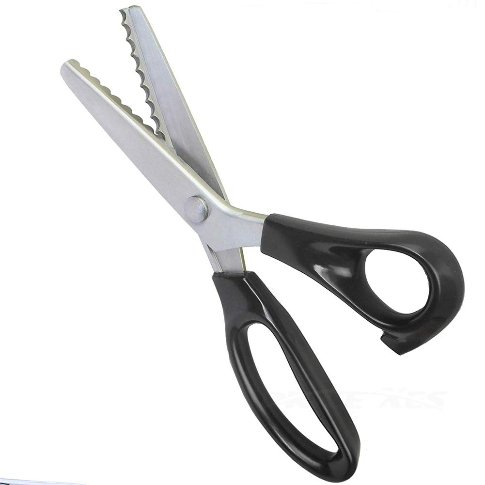Pinking Shears Zigzag Scissors - Stainless Steel Fabric Scissors Dressmaking Upholstery Tailor Scissors Scalloped Pinking Scissors, Sewing Scissors Leather,Fabric, Paper Cutting Tool (Scalloped 10mm)