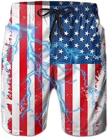 Men's USA Flag Lightning Bolt Electrician Quick Dry Beach Short