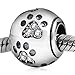 Dog Paw Print Charms 925 Sterling Silver Animal Birthstone Crystal Charms for Pandora 3mm Snake Chain Bracelets (Clear)