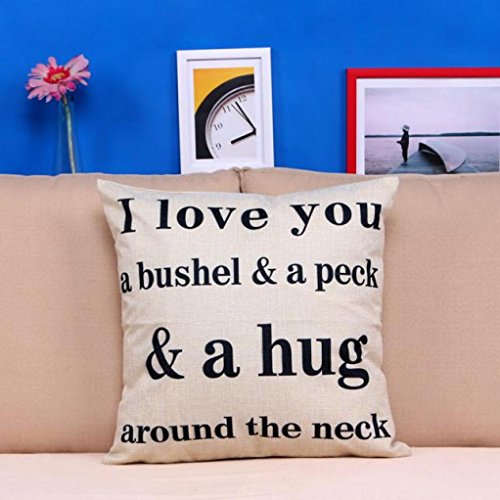 Clearance! Napoo I Love You A Bushel And A Peck Letter Print Sofa Bed Home Decor Pillow Case Cushion Cover