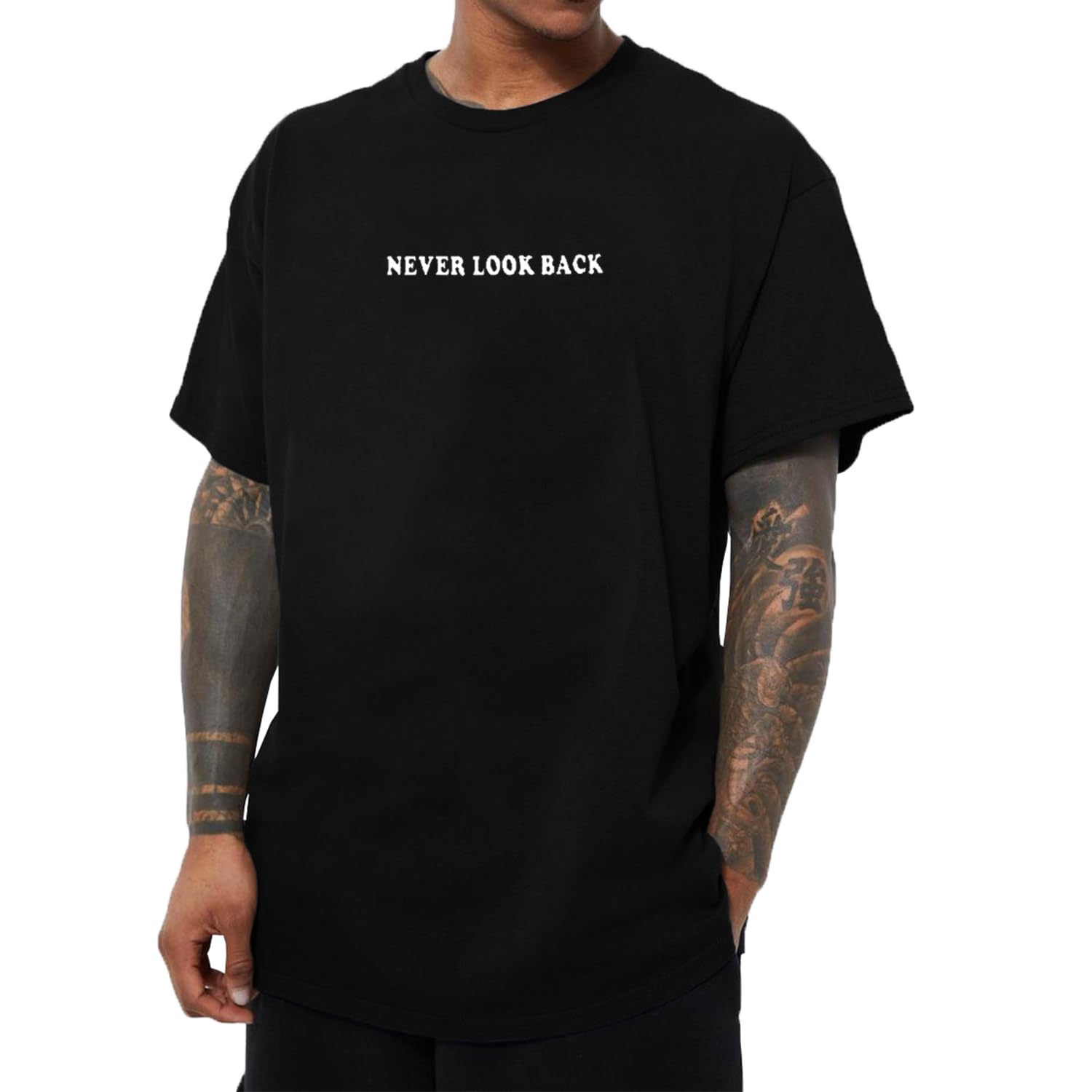 UOUA Mens Graphic Tees Vintage T-Shirts Oversized Letter Print Casual Crewneck Cotton Top Short Sleeve Rapper Streetwear