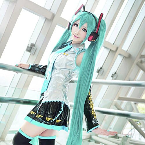 Allaosify Hair VOCALOID Cosplay Wig Hatsune Miku Costume Play Wigs Halloween Party Anime Game Hair 150cm Aquamarine Wig