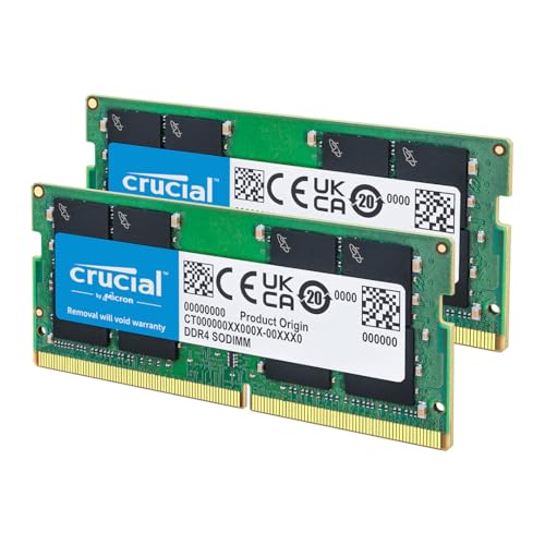 Crucial DDR4 RAM 32GB Kit (2x16GB) 3200MHz SODIMM CL22, Arbeitsspeicher für Laptop/Notebook, Mini PC (auch 2933MHz / 2666MHz) - CT2K16G4SFRA32A
