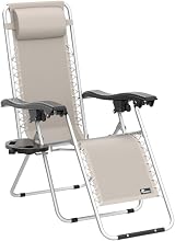 SUNMER Sun Lounger Set of 2 Zero Gravity Chairs with Cup Phone Holder Grey view 4