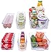 Adorn Home 6 Piece Refrigerator/Freezer Organizer Bins with Handles | Stackable Storage Containers | Pantry Storage Bins | Clear | 6 - PC. Set |