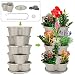Amazing Creation Stackable Planter Vertical Garden for Growing Strawberries, Herbs, Flowers, Vegetables and Succulents| Indoor/Outdoor 5 Tier Gardening Tower| Hanging Planter (Off-White)