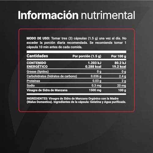 Vinagre de Manzana Orgánico con 240 cápsulas | Fórmula Platinum para Bienestar Digestivo | con Cultivo “La Madre | Organic Apple Vinegar Platinum B Life.