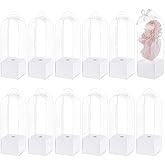 BENECREAT 12Pcs Single Rose Flower Box Empty Bag, Clear Flower Packing Boxes Flower Gift Boxes for Graduation Wedding Birthday Floral Gift Floral Arrangement Supply, White