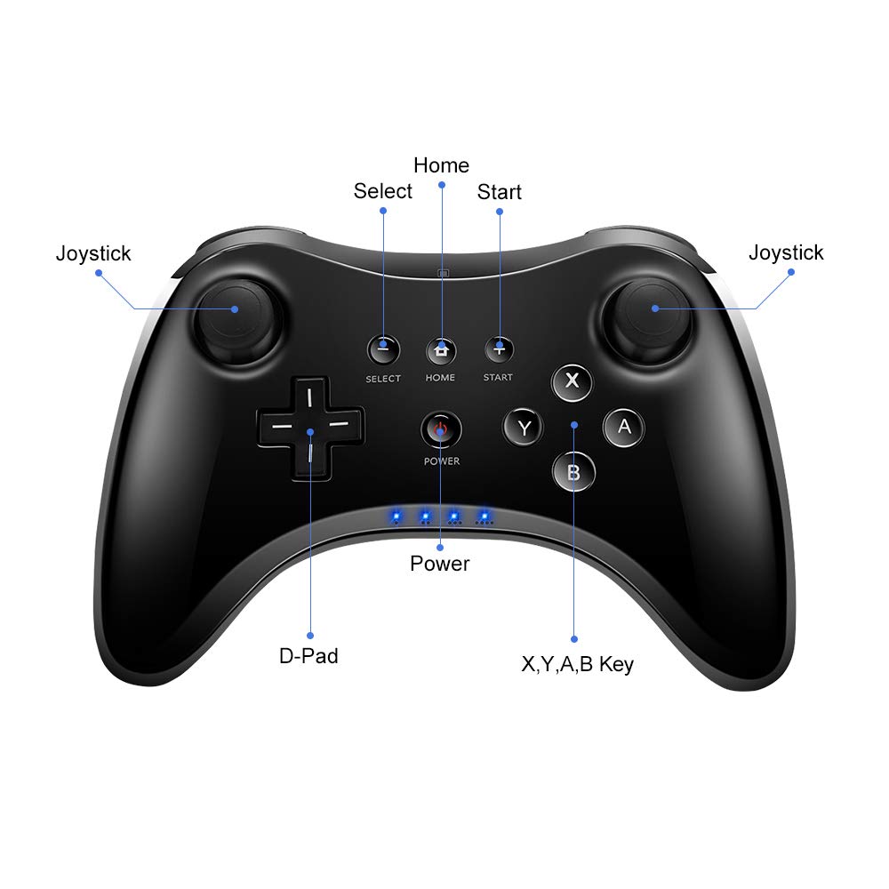 Cosaux FM05 Wii U Pro Controller, Nintendo Wii Classic Controller Wireless Wii U Gamepad with