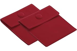 PATIKIL 4x4 Inch Jewelry Pouch, 2 Pack Soft Velvet Pouches with Snap Button Portable Storage for Rings Necklace Bracelet Earr