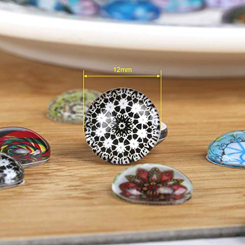 Naler 200pcs 12 mm Glass Cabochons Mosaic Printed Glass Dome Cabochons Mosaic Tiles for Crafts Jewellery Making DIY Decoration