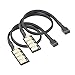 Electop 4 Pin PWM Fan Splitter Hub Cable,4 Way Black Sleeved Braided Fan Power Cable,for 12V Computer Fans(2 Pack)
