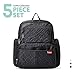 SoHo Manhattan Diaper Backpack Bag 5pc, Black