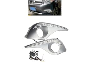 ECAHAYAKU White LED Fog Lights Led Daytime Running Light Front Bumper DRL Driving lamp Accessories Compatible With 2011 2012 2013 Toyota Highlander