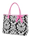 Belvah Extra Large Quilted Damask Print Tote Handbag - Choice of Colors