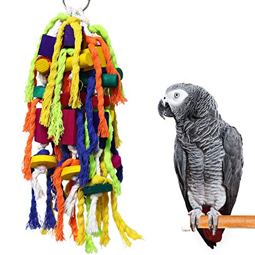 RYPET Large and Small Parrot Chewing Toys – Parrot Cage Bite Toys Wooden Block Tearing Toys for Conures Cockatiels African Grey and Other Amazon Parrots