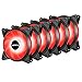 upHere 6-Pack 120mm 3-Pin High Airflow Quiet Edition Red LED Case Fan for PC Cases, CPU Coolers, and Radiators T3RD3-6