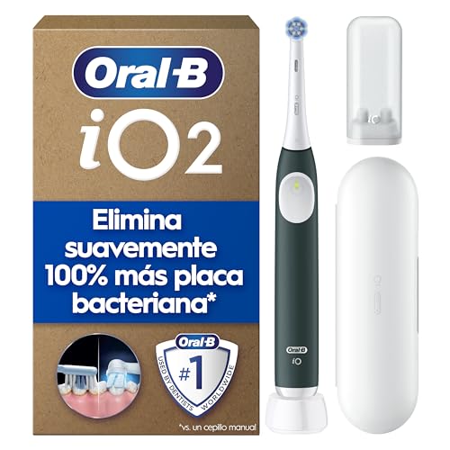 Oral-B iO 2 Cepillo de Dientes Eléctrico Verde Bosque, 1 Cabezal, 1 Estuche De Viaje, 1 Soporte de Recambios de Viaje, 3 Modos De Cepillado, Sensor De Presión y Temporizador, Diseñado por Braun